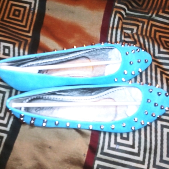 Shully's Turquoise Studded Flats - Picture 3 of 6